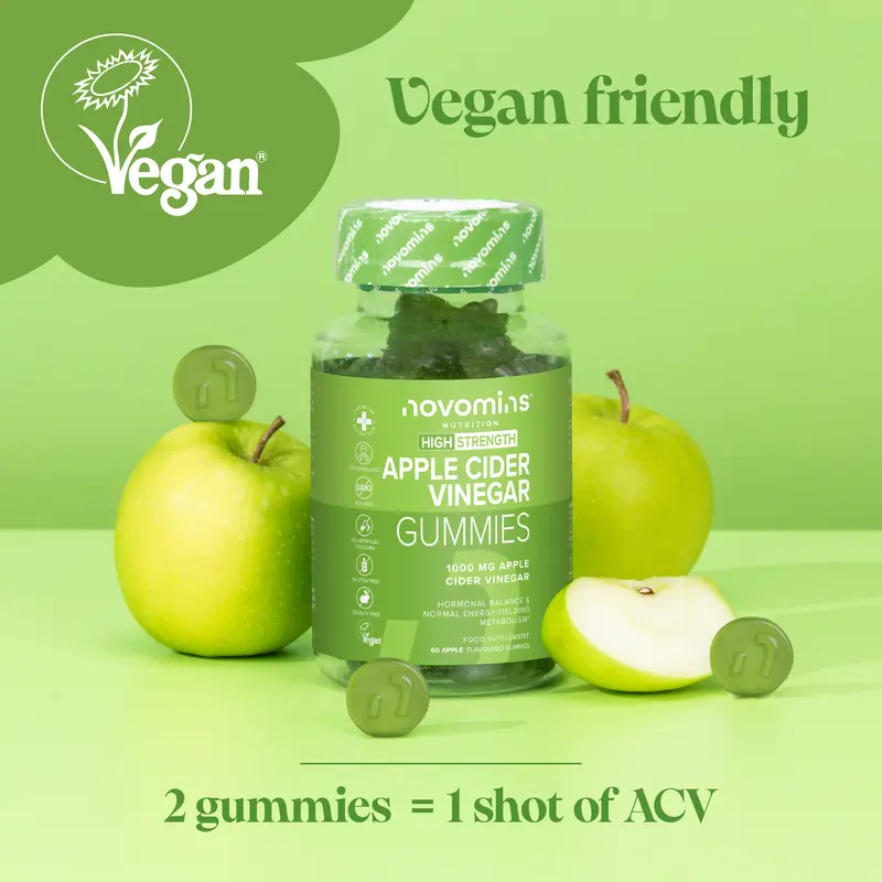 Apple Cider Vinegar Gummies - Infused with Vitamins B6, B12 & D2 - Chewable Supplement for Adults 5