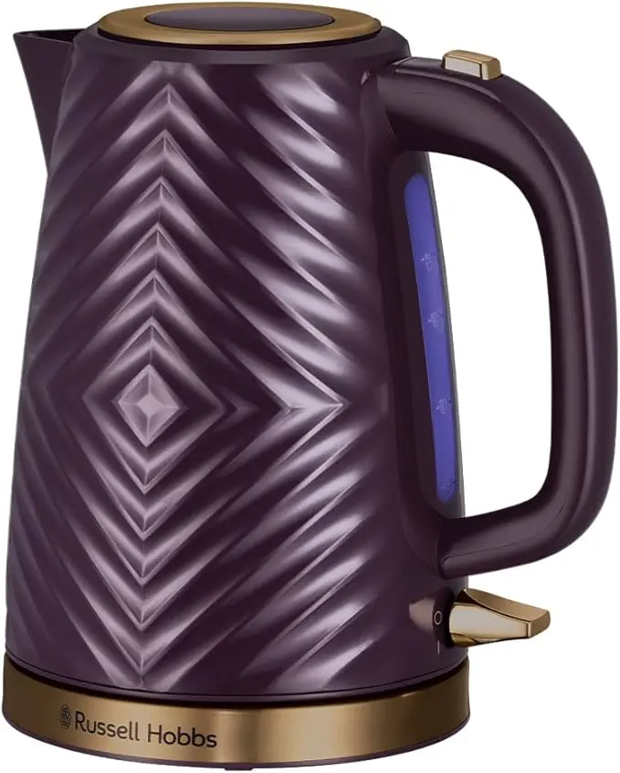 Russell Hobbs 26383 Groove Electric Kettle, Textured Fast Boil Energy Efficient Cordless Kettle with Perfect Pour, 1.7 Litre, 3000 Watts, Mulberry