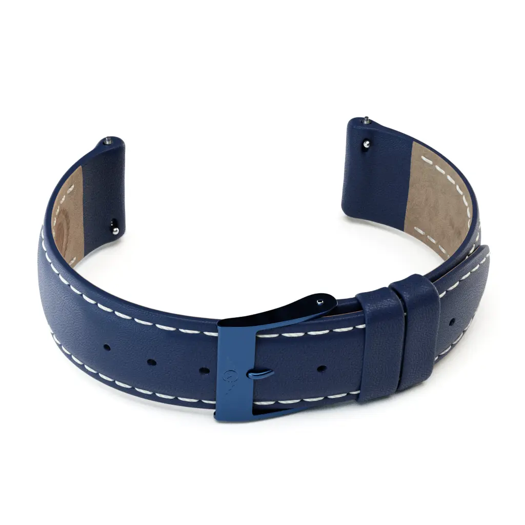 20mm Blue Leather / Blue Brushed Buckle Watch Strap