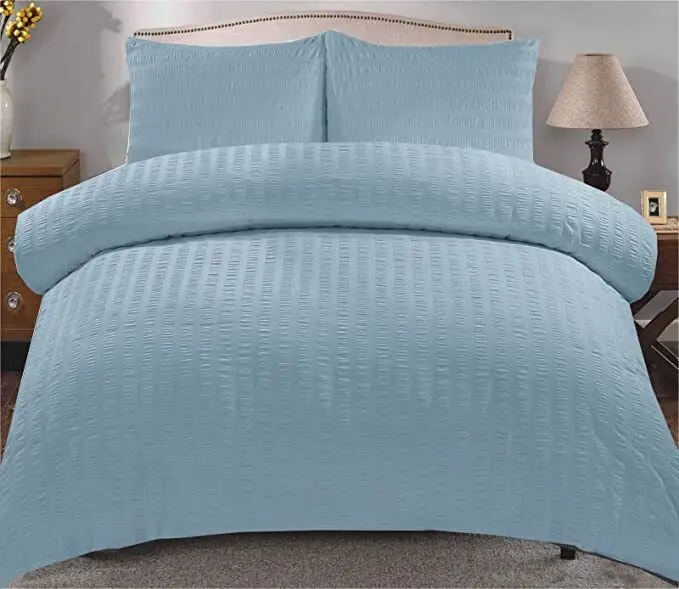 Seersucker Duvet Quilt Cover with Pillow cases Non Iron Bed cover   soft pink 6