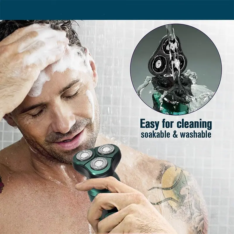 1PC men's electric shaver, 4 in 1 smart electric shaver LCD digital display three head floating shaver washing multi-functional beard knife Smooth Comfort 1