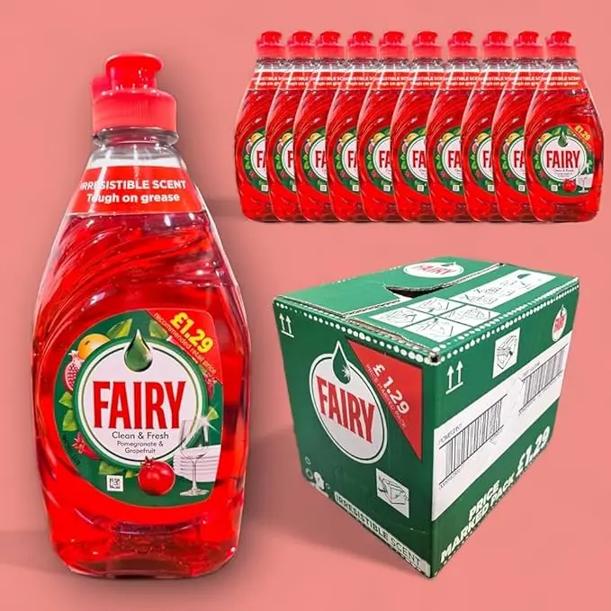 Fairy Washing Up Liquid Pomegranate & Grapefruit 320ml (Pack of 10) | Powerful Grease-Cutting Action | Fresh Fruity Scent | Long-Lasting Foam