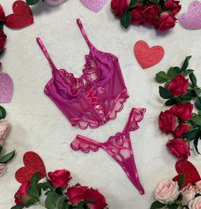 Liliosa Lingerie High Quality Satin and Lace Romantic Pink 2 Piece Corset With Floral Frilly Panties (Corset Bra + Pants) Elegant Comfortable Womenswear, Chic Everyday Basic Top Outfits, Minimalist Sexy Elegance Set, Girly Gift