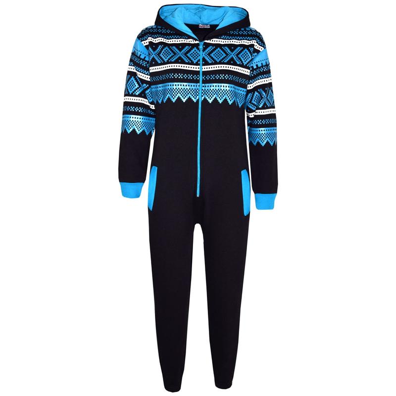 A2Z 4 Kids Fleece Onesie Girls Boys Aztec Snowflake Print All In One Jumsuit Playsuit Nightwear New Age 5-13 Years 4
