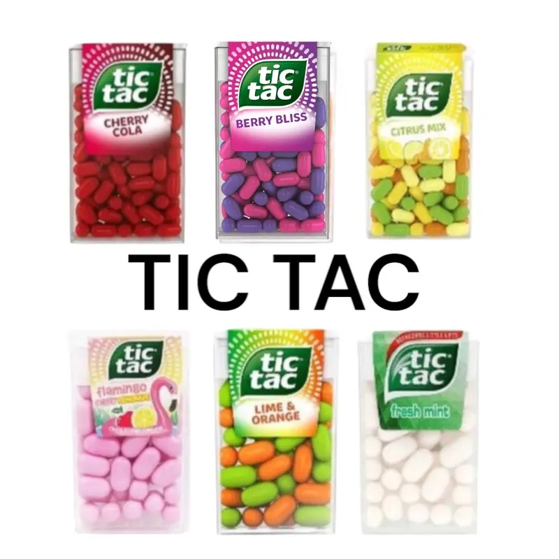 tic tac candy 18g . Choose the flavour you want  limited edition sprite lemon-lime , mint, orange, citrus mix and cherry cola Sweet candy Snack Bonbon 1