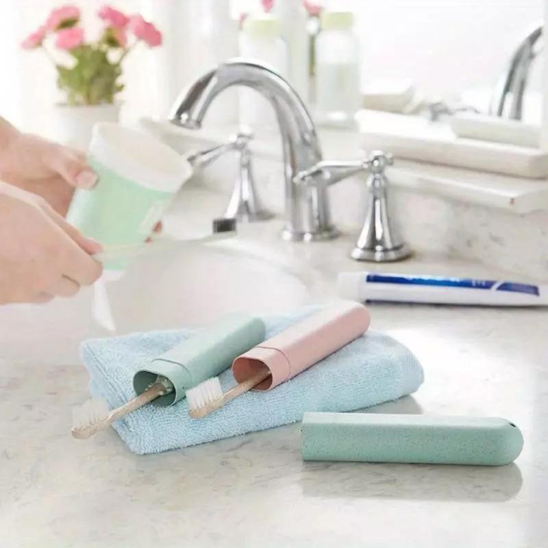 4 Pcs Eco Wheat Straw Toothbrush Travel Covers Holder Store Clean Brushes Holiday 4