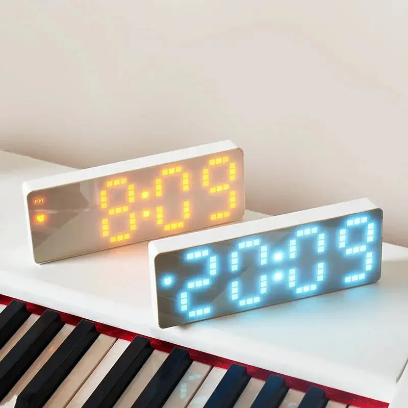 New INS Fresh White Face Alarm clock Simple Room Living Room Study Alarm Clock Creative NATO style student digital alarm clock