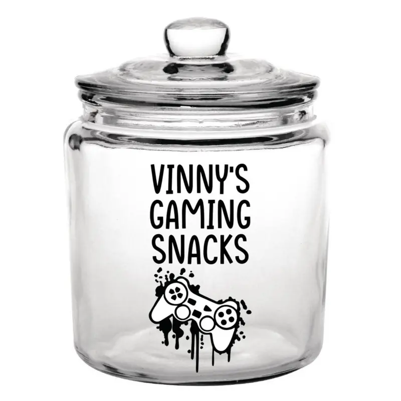 Personalised Gaming Snacks Sticker For Jars | Personalised Gamer Gift | Gaming Lover | Gift for Him | Gift for Her | Console | Accessories Decor Christmas Decorative Vinyl Ornaments Tiles Sticker 1