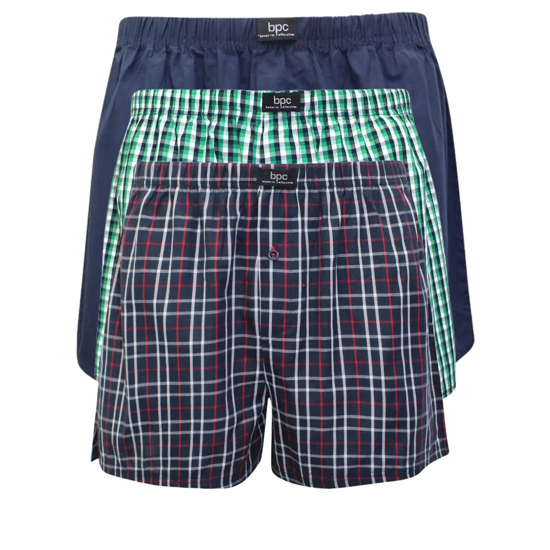 Mens Boxers 3 Pack Pure Cotton Woven Check Brief Shorts
