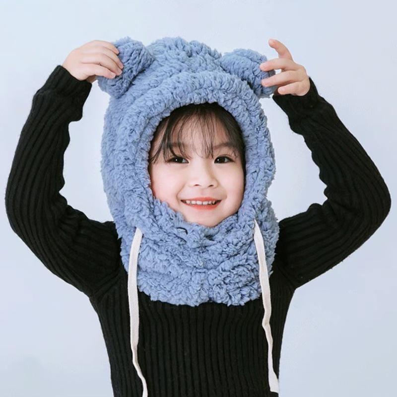 Product Introduction of Trend children's hat winter neck one men's and women's baby ear protection face cap cute bear plush warm fashion 1