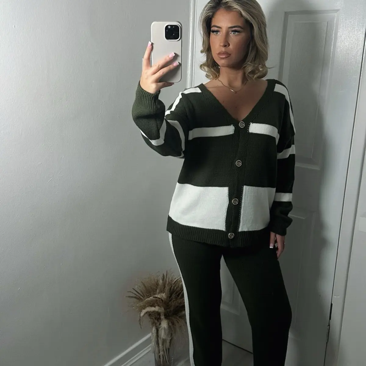 Stripe cardigan set