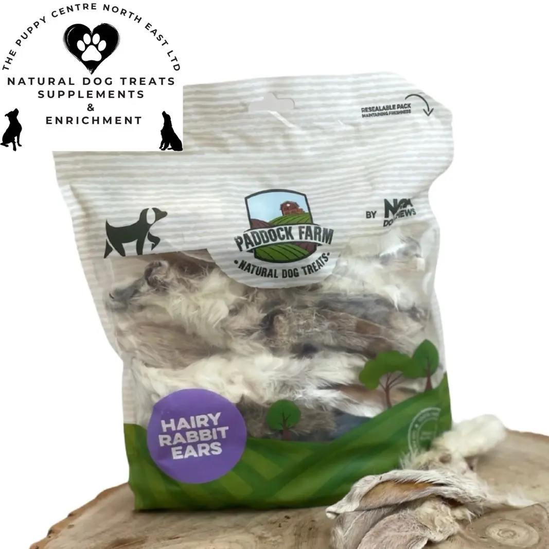 Nova Hairy Rabbit Ears for Dogs + 200g Pre Packed or 500g Bag + Natural Dog Treat + Hypoallergenic Snack puppy treats