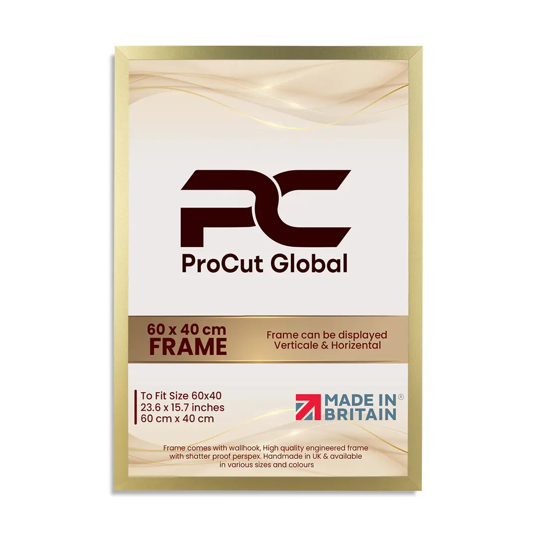 Premium 60 x 40 cm Gold Poster Frame, Wall Mountable Picture Frame, Durable Photo Wall Decor Frame, Gallery Wall Frame, Wooden Gold Photo Frame, 40 x 60cm Frame, Picture Poster Photo Frame, Home Decor, Procut Global