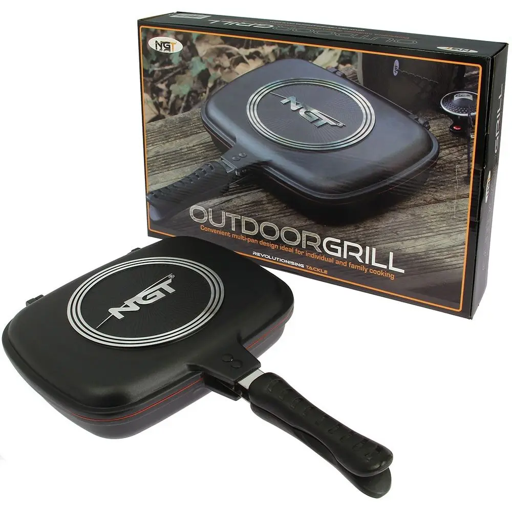 NGT DOUBLE GRILL PAN NON STICK CONNECT PAN CARP FISHING COOKING CAMPING TACKLE