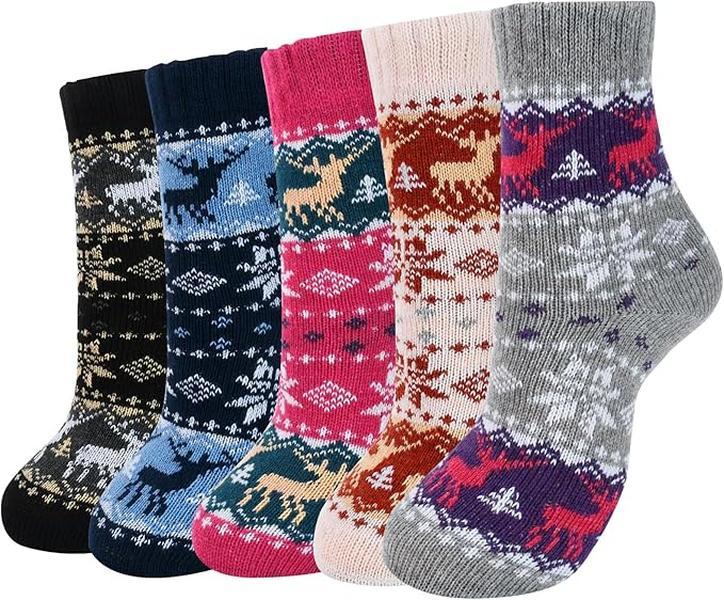 5 Pairs Womens Thermal Socks Winter Thick Socks Ladies Warm Knitting Wool Socks Christmas Gifts for Women - Suitable for UK size 4-8 and EU size 36-41 0