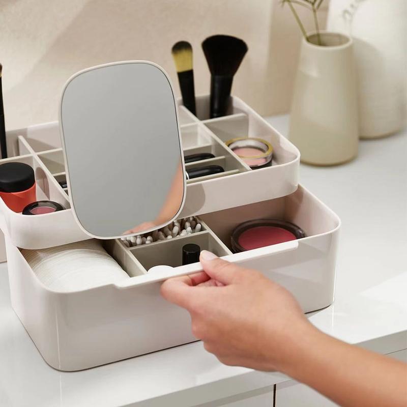 Lifeideas Large Capacity Cosmetic Organizer with Removable Mirror,Makeup Storage Box,Makeup Organizer,Makeup Storage Organizer,Cosmetic Storage Case,Jewelry Storage Organizer,Cosmetic Storage Box for Living Room,Bedroom,Bathroom 5