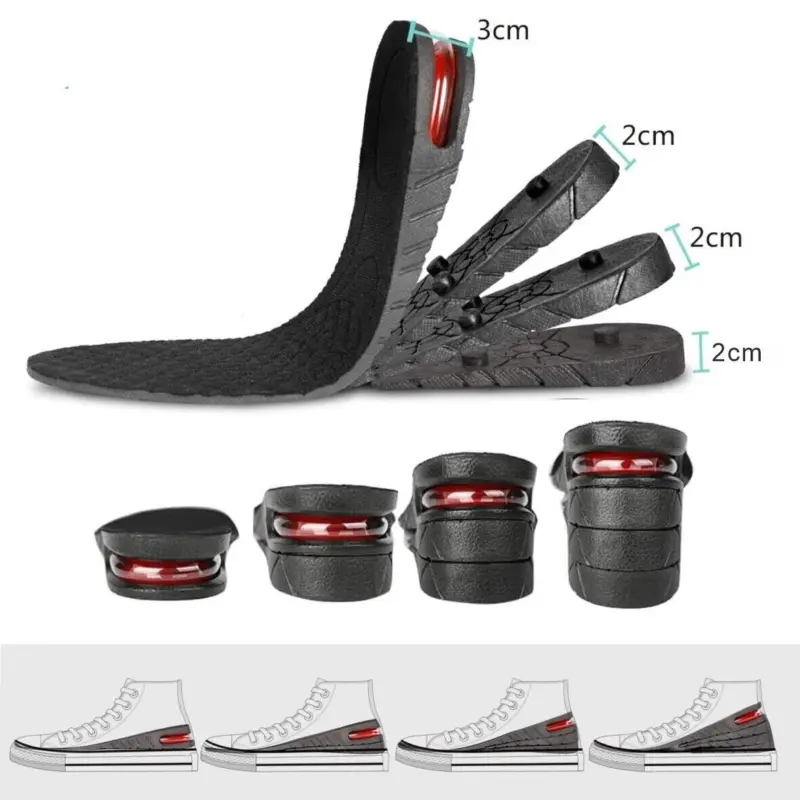9cm Unisex Shoe Insert Taller Lift Height Up Increase Heel Height Insoles 4layer