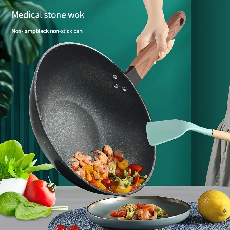 Cast Iron Chef's Pan 30CM-34CM Nonstick Coating, Easy Clean, Ergonomic Handle, Versatile Kitchen Cookware 7