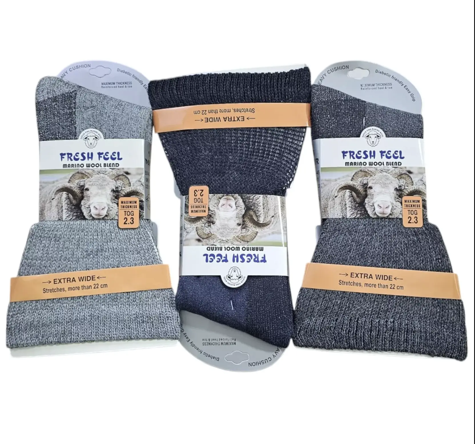 Men's Merino Diabetic Wool Blend Work Boot Socks - 6 Pairs, Extra Wide Top, Thermal, Reinforced Toe - Menswear, Outfit 6-11 Plain Medium Outdoor Polyester Stretch Soft Tropical