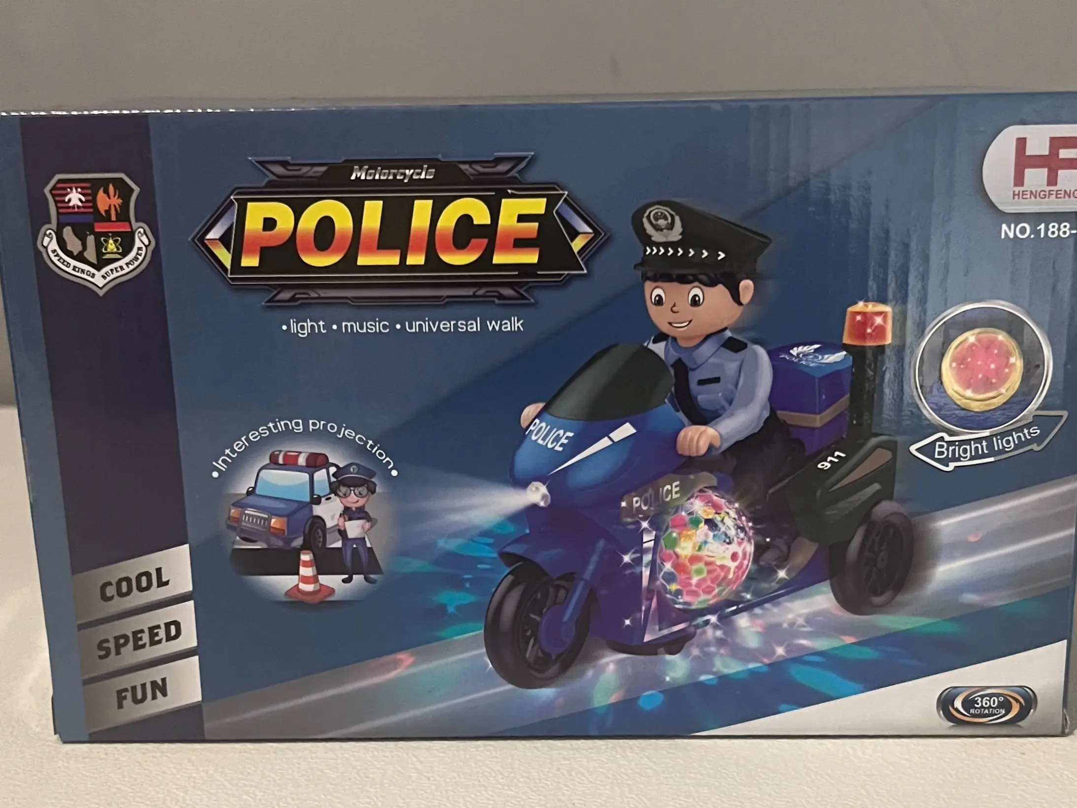Police Motorbike Toy Bump N Go Lights And Music