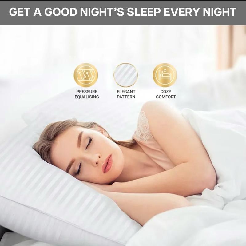 Hotel Quality Deep Filled Striped Pillows - Pack of 2 to 8 | Same Day Dispatch viral pillow cotton hotel quality comfy bed tiktok shop sleep perfection 3