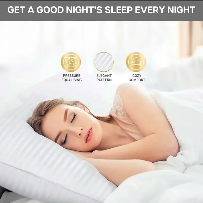 Hotel Quality Deep Filled Striped Pillows - Pack of 2 to 8 | Same Day Dispatch viral pillow cotton hotel quality comfy bed tiktok shop sleep perfection 3