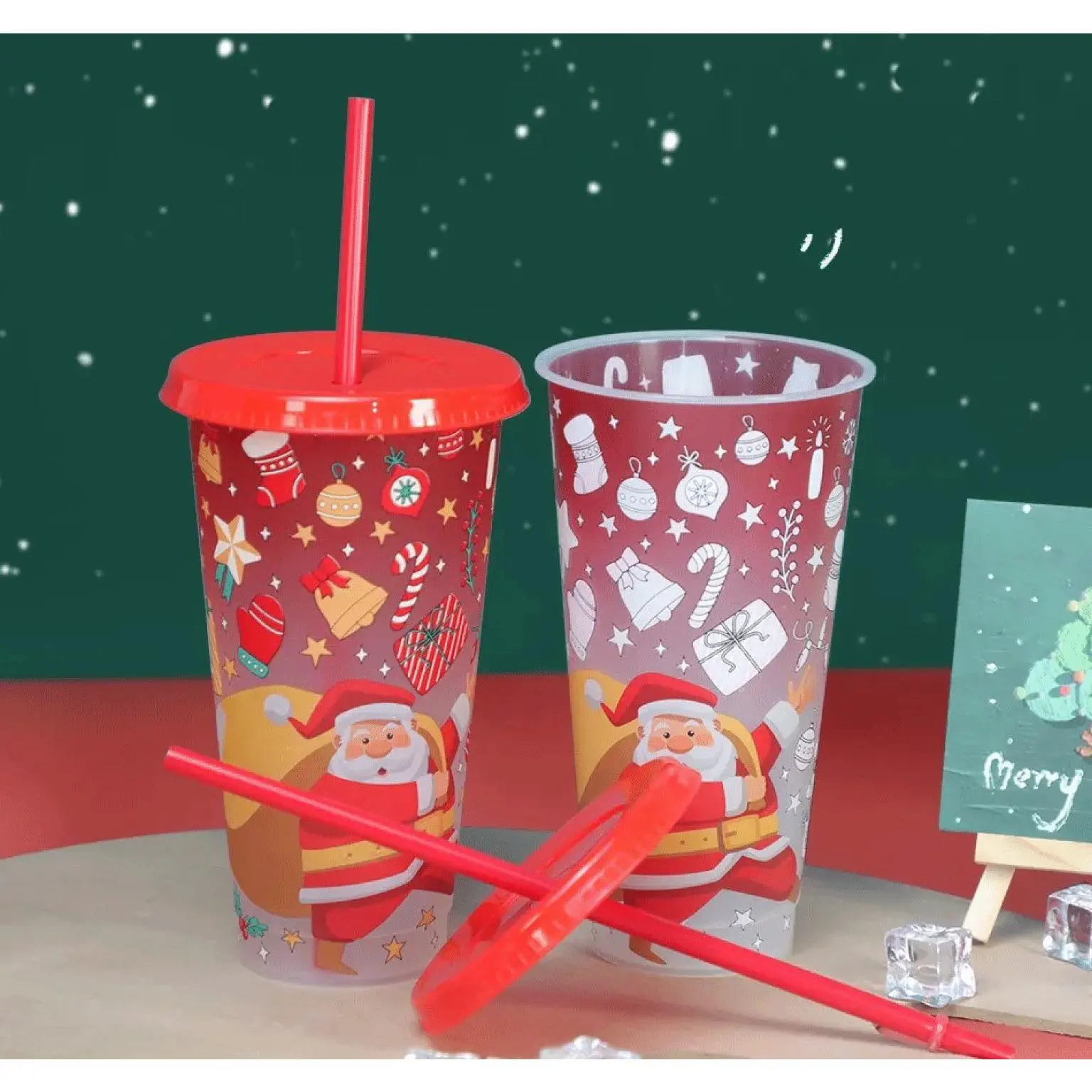 24oz Red Colour Change Christmas Cup