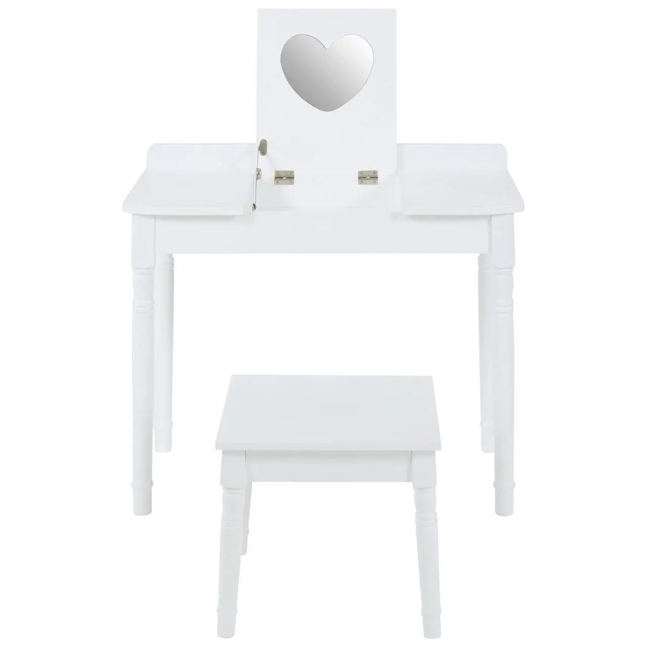 Children's Dressing Makeup Table And Chair With Mirror White MDF Kids Girls New
