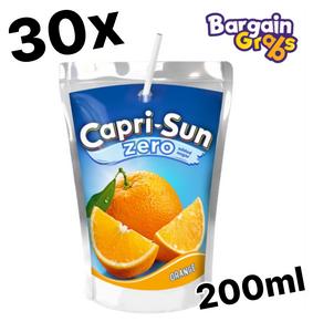 30 x Capri Sun Orange Zero 200ml Juice Pouches – Refreshing, Sugar-Free Drink, Orange Juice – Best Before 30/09/2025 Beverage Fruit