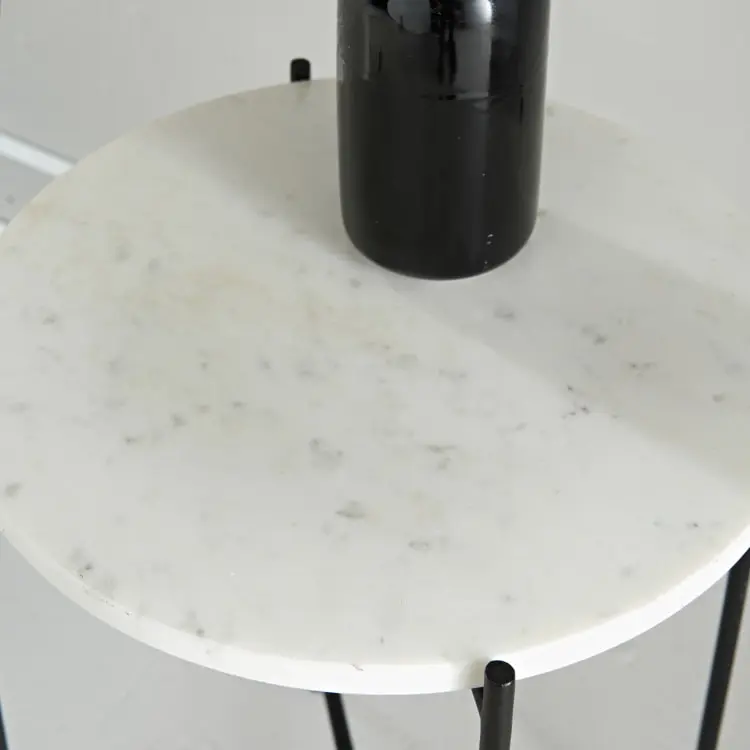 Solid Marble Side Table Perfect for placing drinks, snacks, books and essentials, or use a decorative piece.- White Marble 1