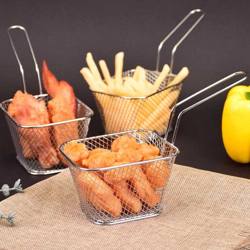 Buckingham Mini Serving Basket Rectangular for Fries Nuts Tenders Appetiser Stainless Steel Kitchen Organiser for Snacks, Sides, and Table Presentation 7