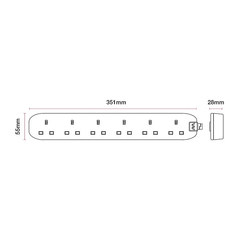 Masterplug BSG210N White 6 Gang 13A Extension Lead 2m - Safe and Neat Solution 2