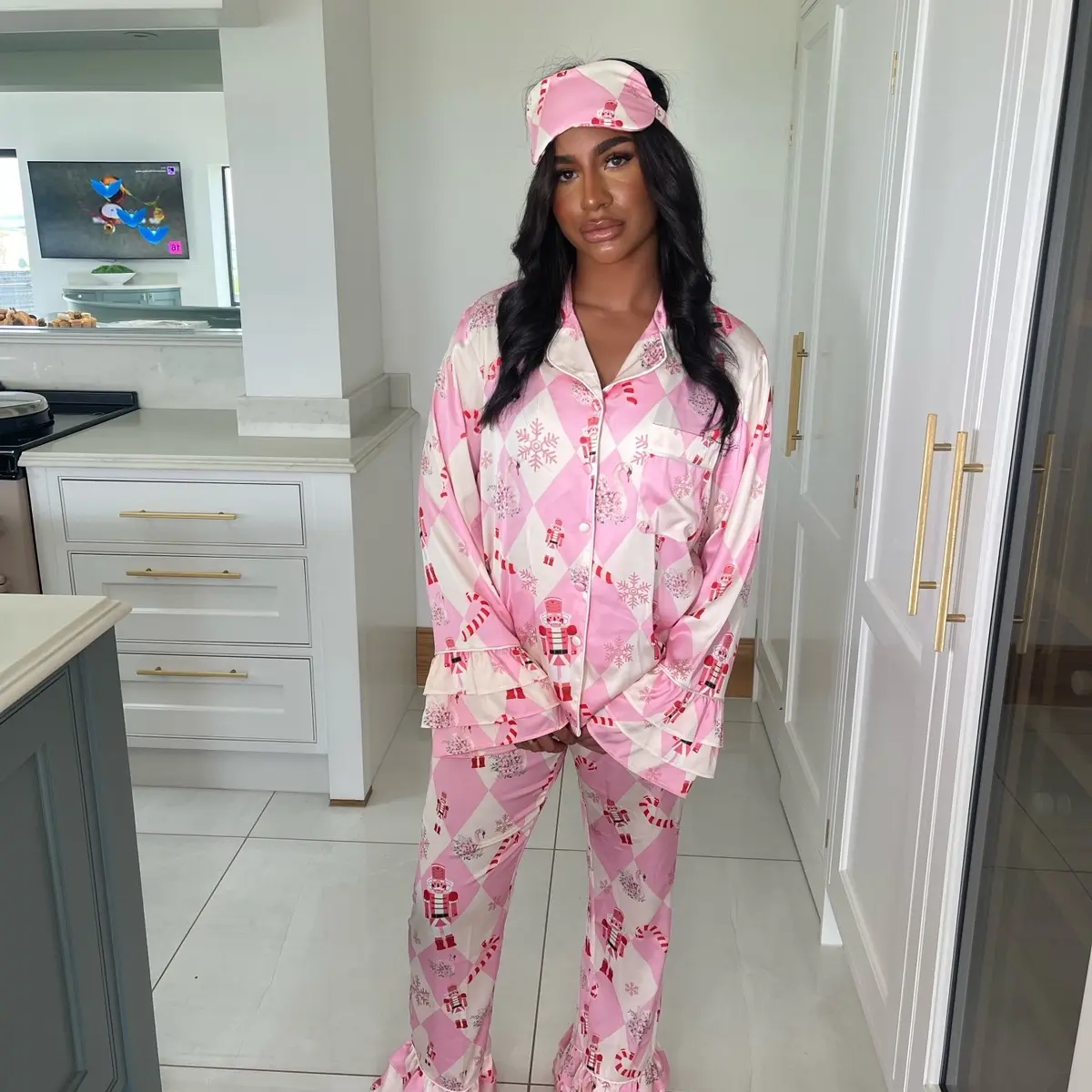 CANDY LOU Silk Christmas Pjs Long Sleeve
