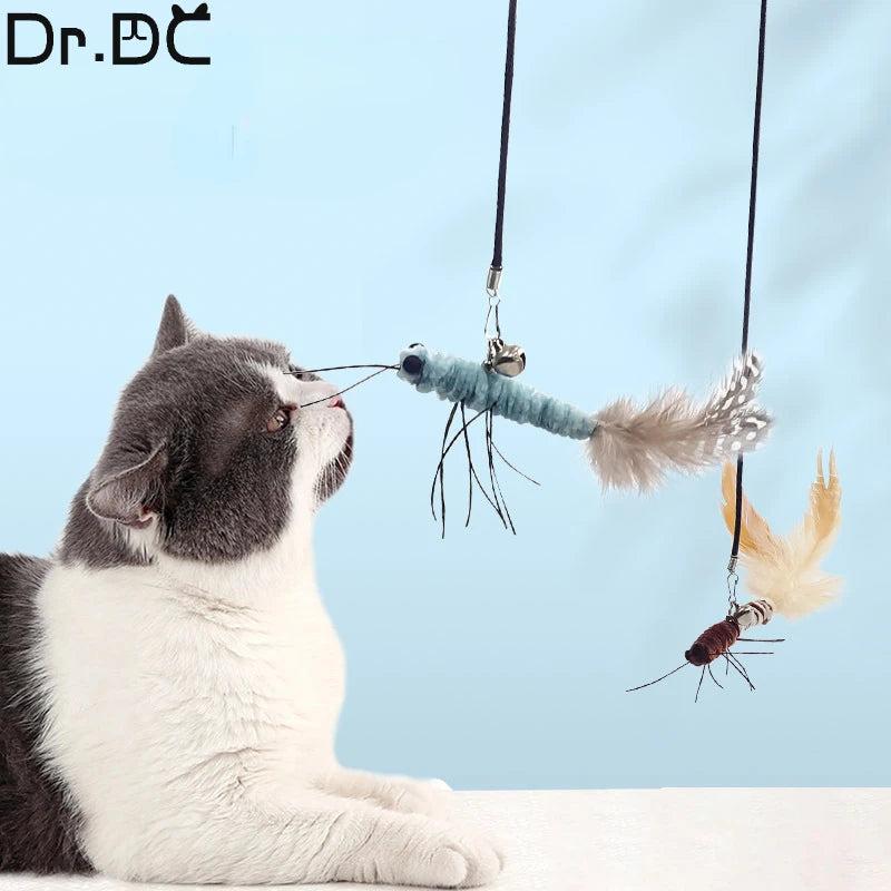 Dr. DC Interactive Cat Toy - Dragonfly Feather Teasing Stick with Wire for Fun Play | Pet Accessories for Cats 2