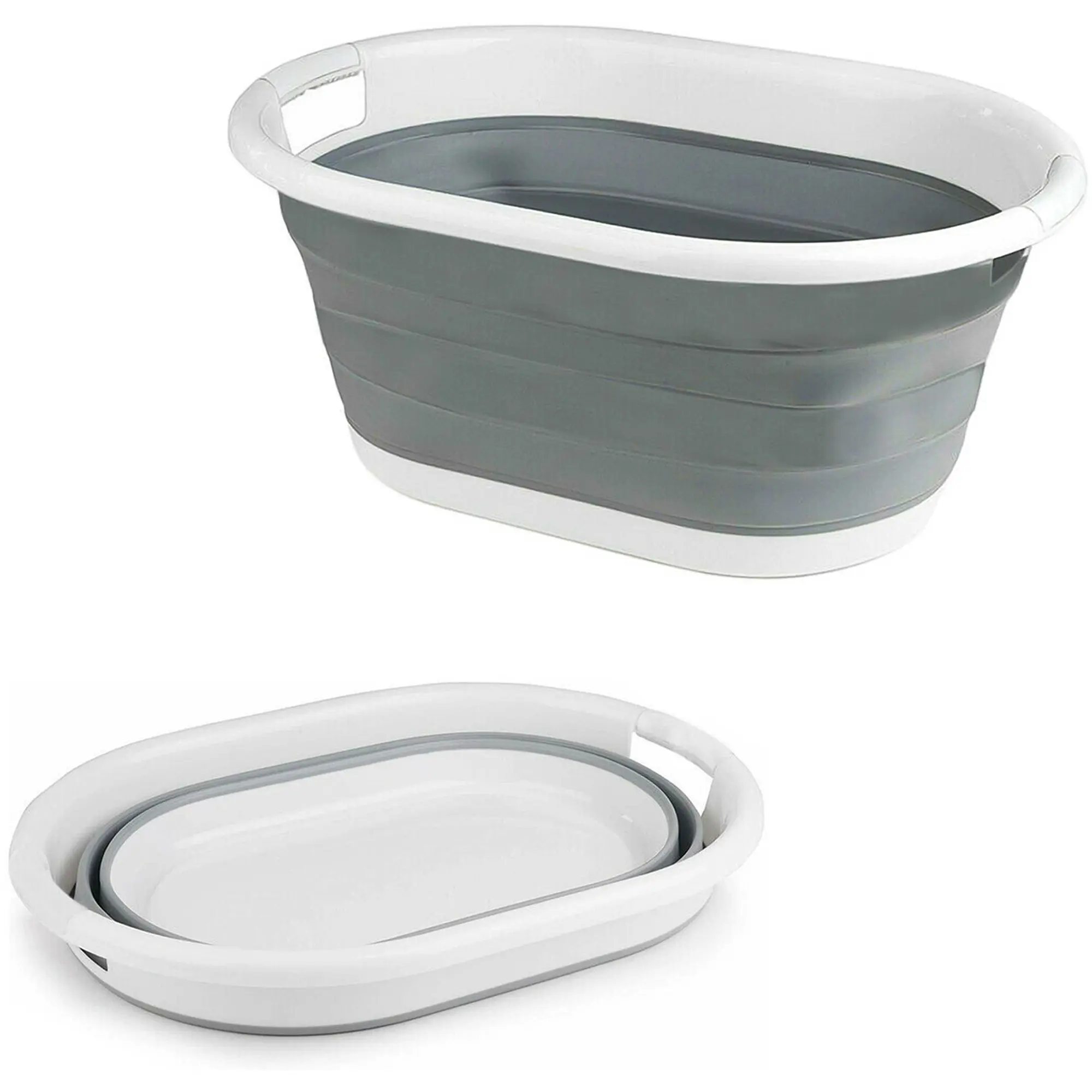 Pop Up Silicone Folding Laundry Basket - Portable Collapsible Washing Bin with Handles