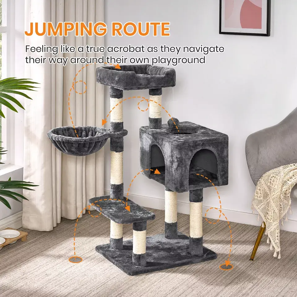 Dogat Cat Tree 100cm Cat Tower, Scratching Post Climbing Tower for Indoor Cats House