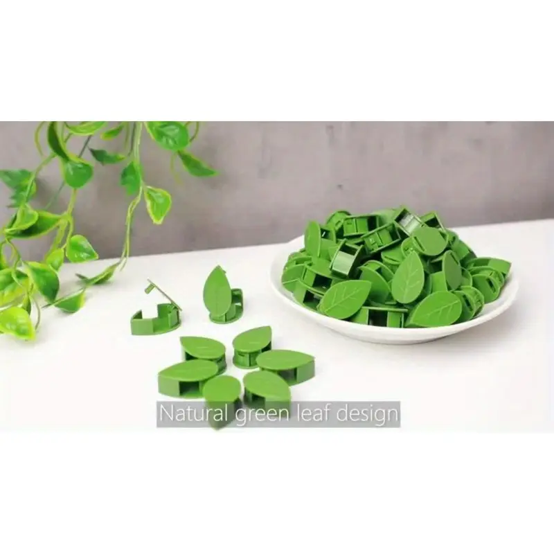 10pcs Green Plastic Climbing Wall Clips, Self-Adhesive Support Fixing Hooks, Sticky Garden Vine Holder for Pothos and Decorative 8