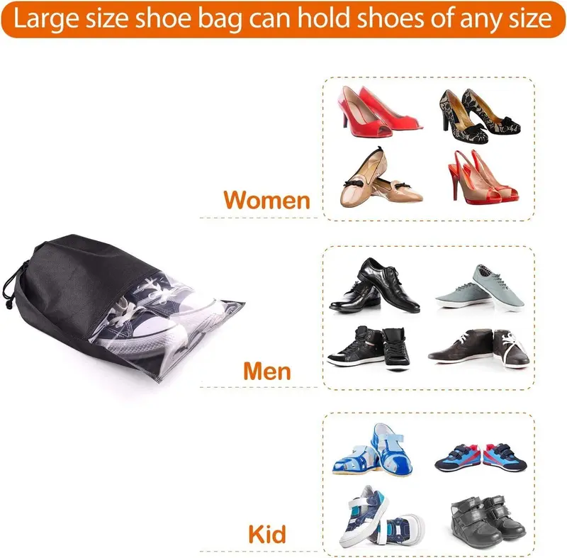 20X Large Portable Shoes Bag Travel Storage Pouch Drawstring Dust Bags Non-Woven 4