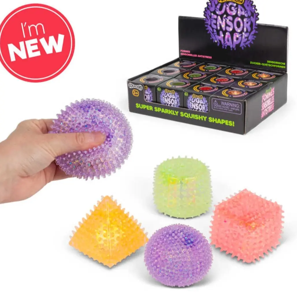 Spikey sugar shapes glitter cube, pyramid, cylinder or ball