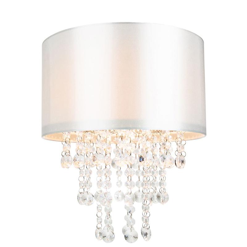 Modern Grey Satin Fabric Pendant Light Shade with Transparent Acrylic Droplets 2