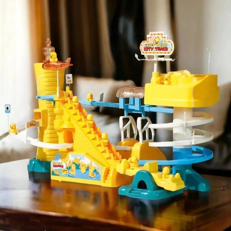 Yellow Duck Slide Track Toy Ducks Climbing Stairs City, Remote Control, Sound & Music - Kids Christmas/Birthday Gift 3