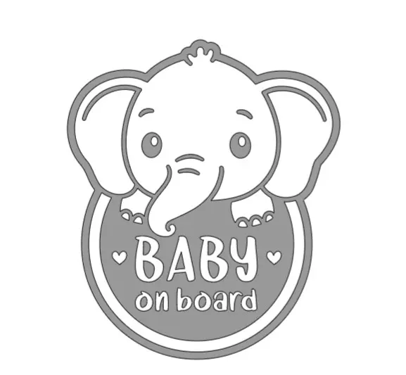 Baby Boy On Board Elephant Car Bumper Sticker Vinyl - High Quality Outdoor Sticker for Vehicle Window or Bodywork - Decor, Decorative 3