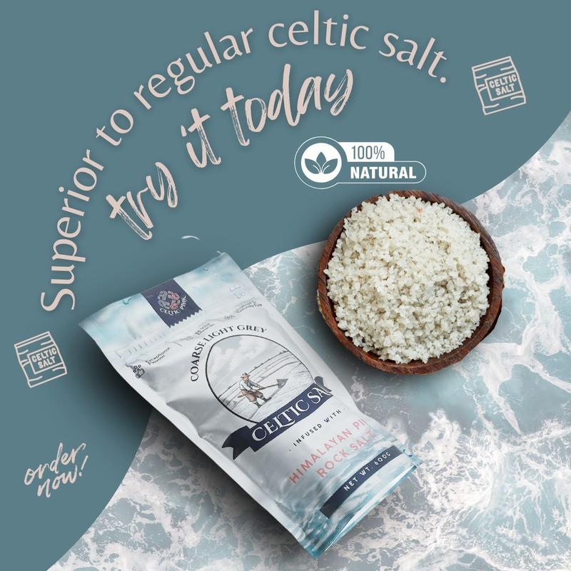 Celtic Salt Infused With Pink Himalayan Salt - 600g | 100% Organic Unrefined Celtic Salt | Contains 86+ Essential Minerals | Light Grey Celtic Sea Salt Crystals & Himalayan Pink Sal 2