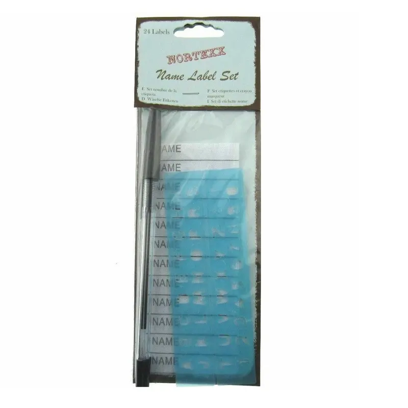 Iron On Blank Name Label Tags with Pen & Stencil for School Children Laundry Garment Clothing 1