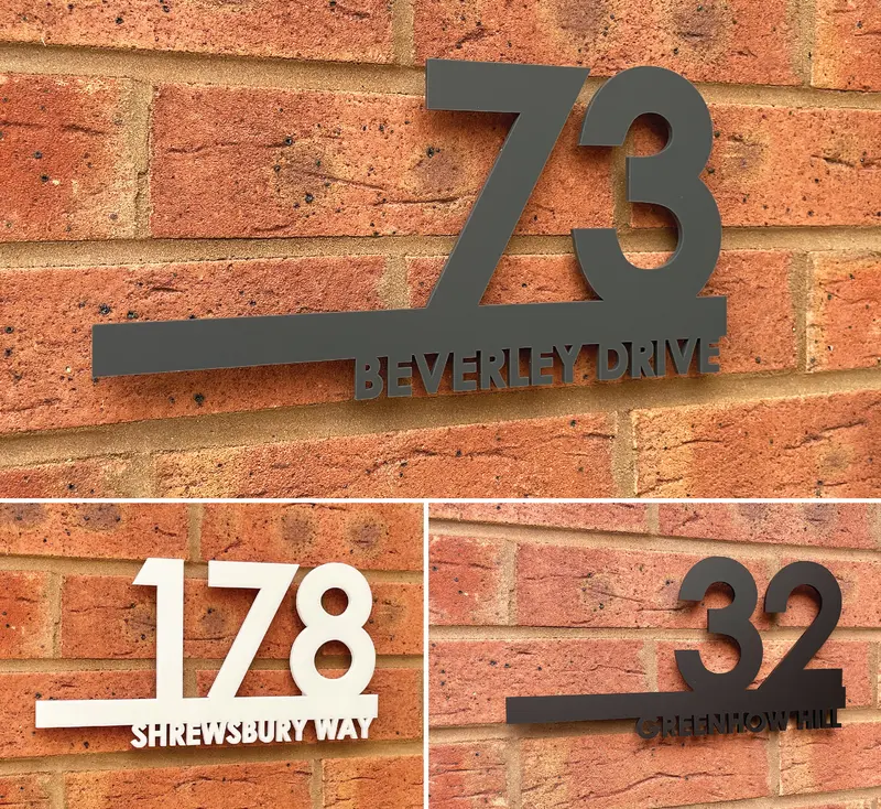 Perfect House Signs | Elysium House Number Sign Laser Cut Door Name Plaque | House Number Plaques | 290mm x 150mm | Door Signs | Premium Modern Style Door Name Plaque | House Number Signs | House Number Plate Including All Fittings 0