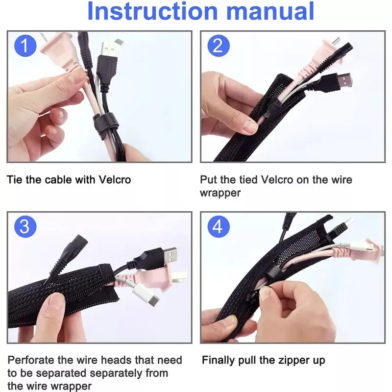 Cable PC TV Wire Organising Wrap Weave Office Home Cable Binding Leads 5