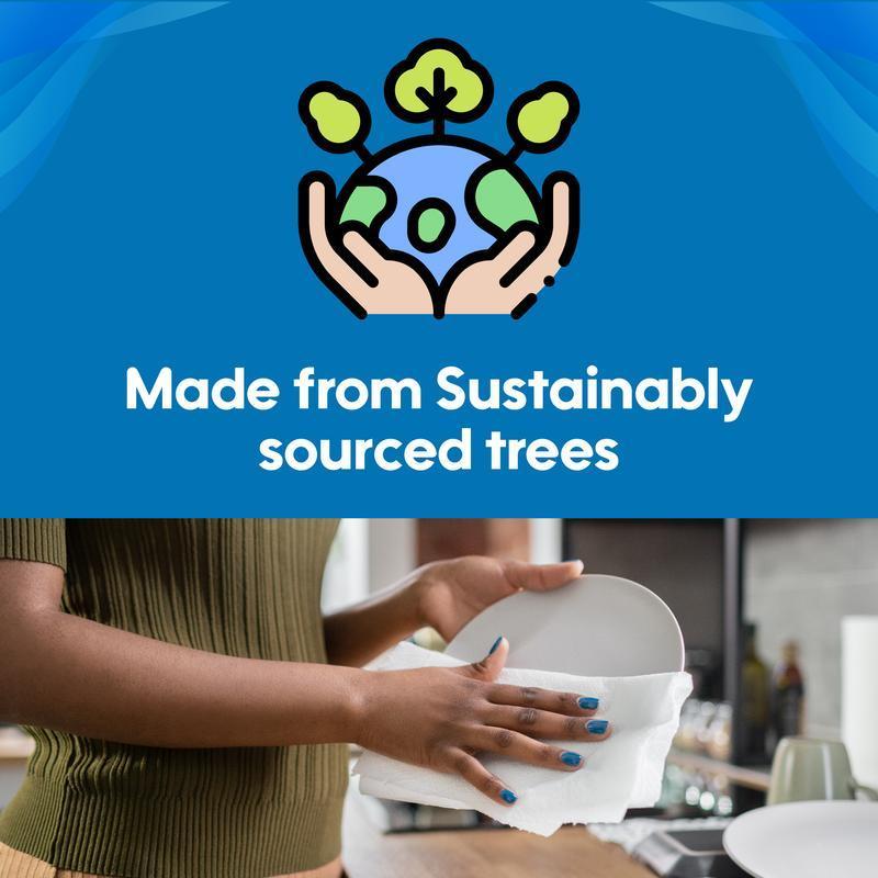 45 x Toilet rolls 3Ply, 24 x Kitchen Rolls, 6 x Blue Centrefeed Rolls, Luxury Quilted, Soft and gentle, Flushable Eco-friendly Disposable Sustainable, Family Sheets Wipes soft Bathroom Set 5