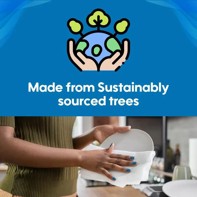 45 x Toilet rolls 3Ply, 24 x Kitchen Rolls, 6 x Blue Centrefeed Rolls, Luxury Quilted, Soft and gentle, Flushable Eco-friendly Disposable Sustainable, Family Sheets Wipes soft Bathroom Set 5