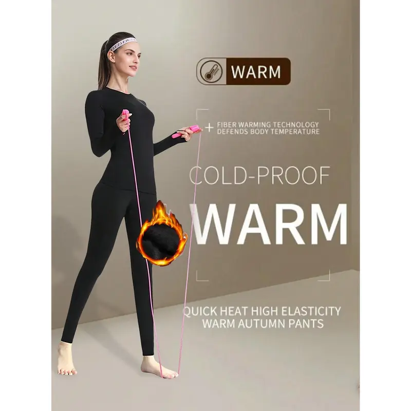 Women's Thermal Underwear Set, Comfortable Base Layer Sweatshirt And Leggings, Warm Tight Fit Tops And Bottoms For Outdoor Sports, Skiing, Yoga 1