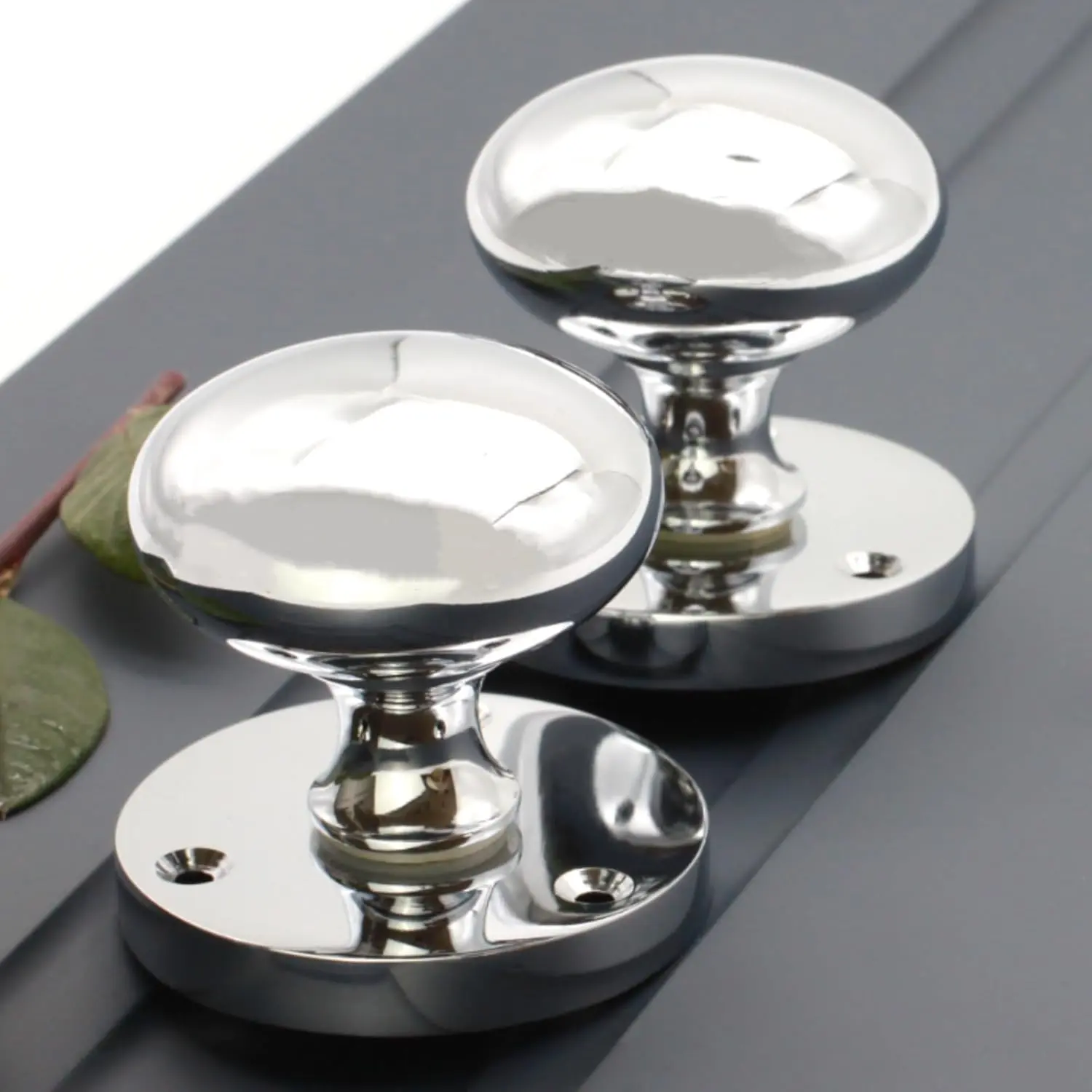 Victorian Style Mortice Round Door Knob Pair in Polished Chrome - Home Improvement